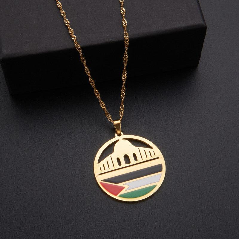MAC100 Stainless Steel Vintage keffiyeh Palestine Map Pendant Necklace - Image 7