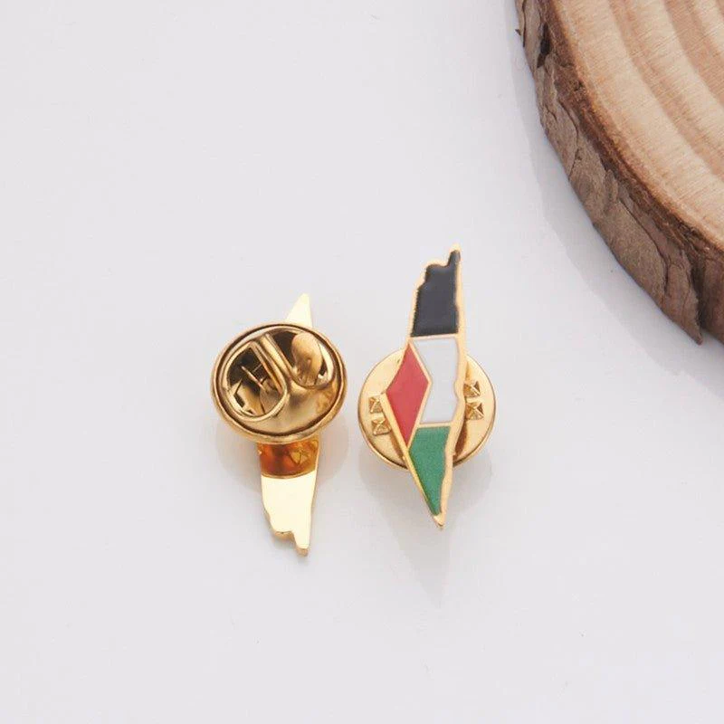 MAC103 Stainless Steel Keffiyeh Palestine Map Brooch - Image 4