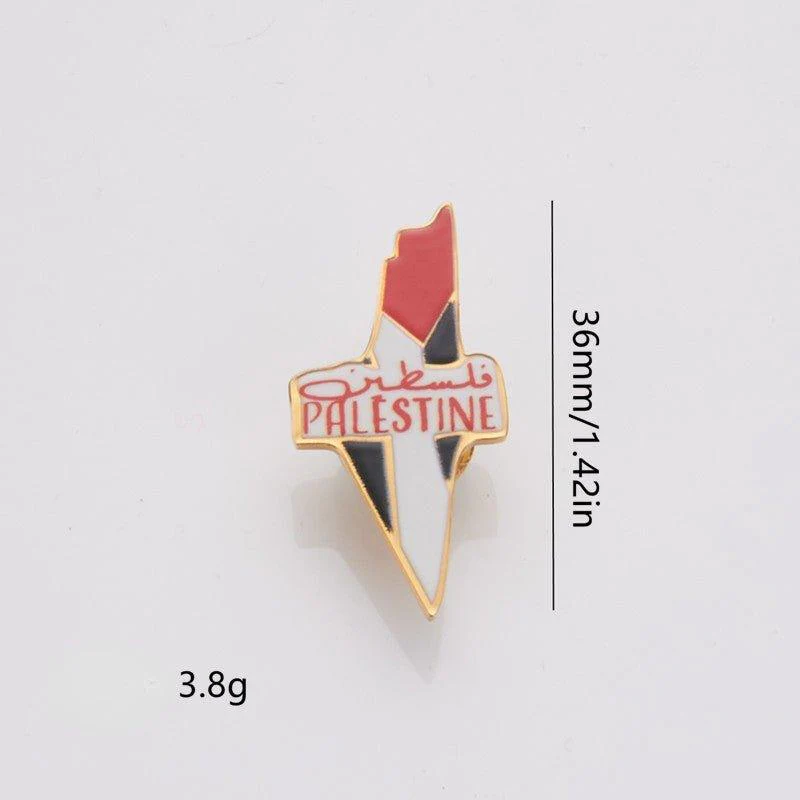 MAC103 Stainless Steel Keffiyeh Palestine Map Brooch - Image 6