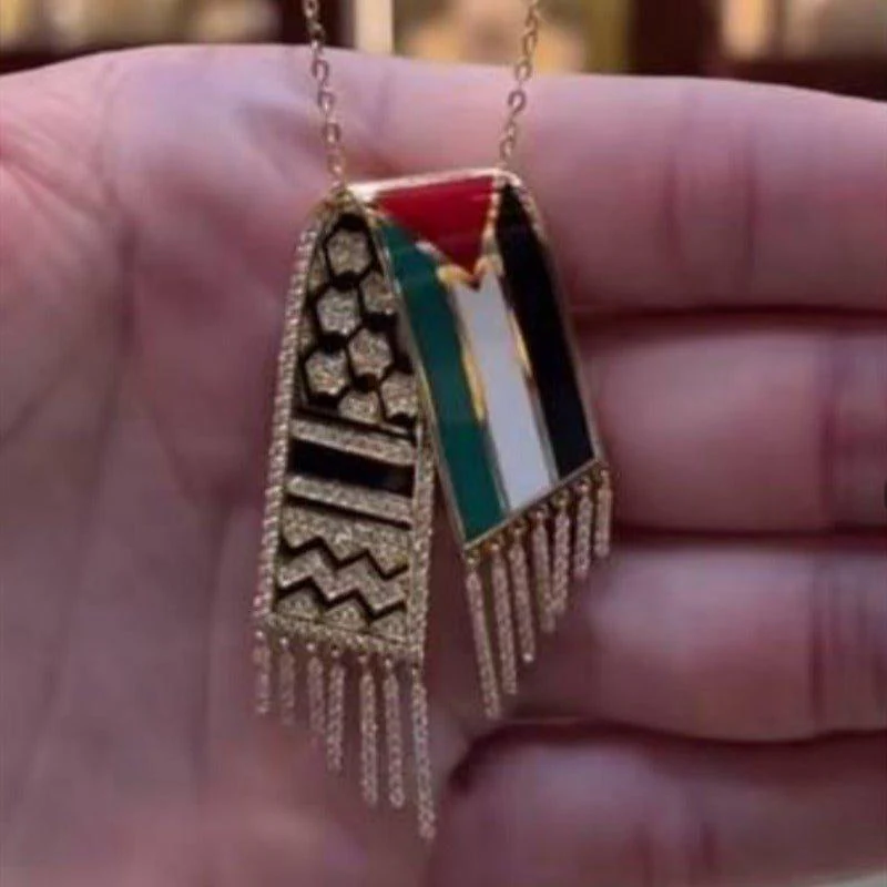 MAC107 Stainless Steel Palestine Keffiyeh Vintage Necklace - Image 2