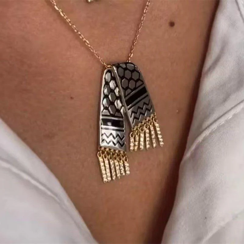MAC107 Stainless Steel Palestine Keffiyeh Vintage Necklace - Image 3