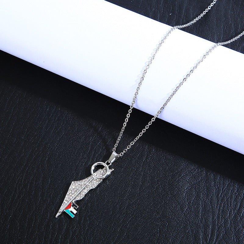 MAC110 Stainless Steel Palestine Keffiyeh Necklace - Image 2