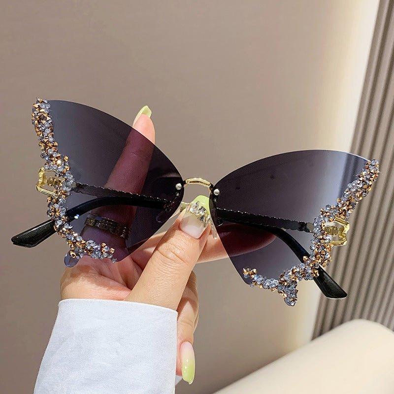 MAC116 Large Frame High-end Diamond-encrusted Butterfly Anti-UV Sunglasses - Image 10
