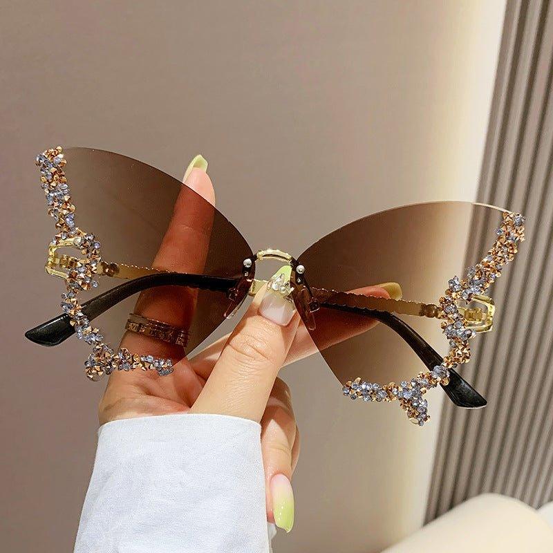 MAC116 Large Frame High-end Diamond-encrusted Butterfly Anti-UV Sunglasses - Image 11