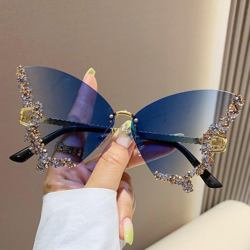 MAC116 Large Frame High-end Diamond-encrusted Butterfly Anti-UV Sunglasses - Image 12