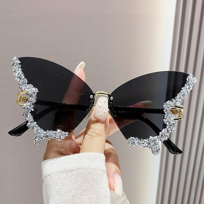 MAC116 Large Frame High-end Diamond-encrusted Butterfly Anti-UV Sunglasses - Image 13