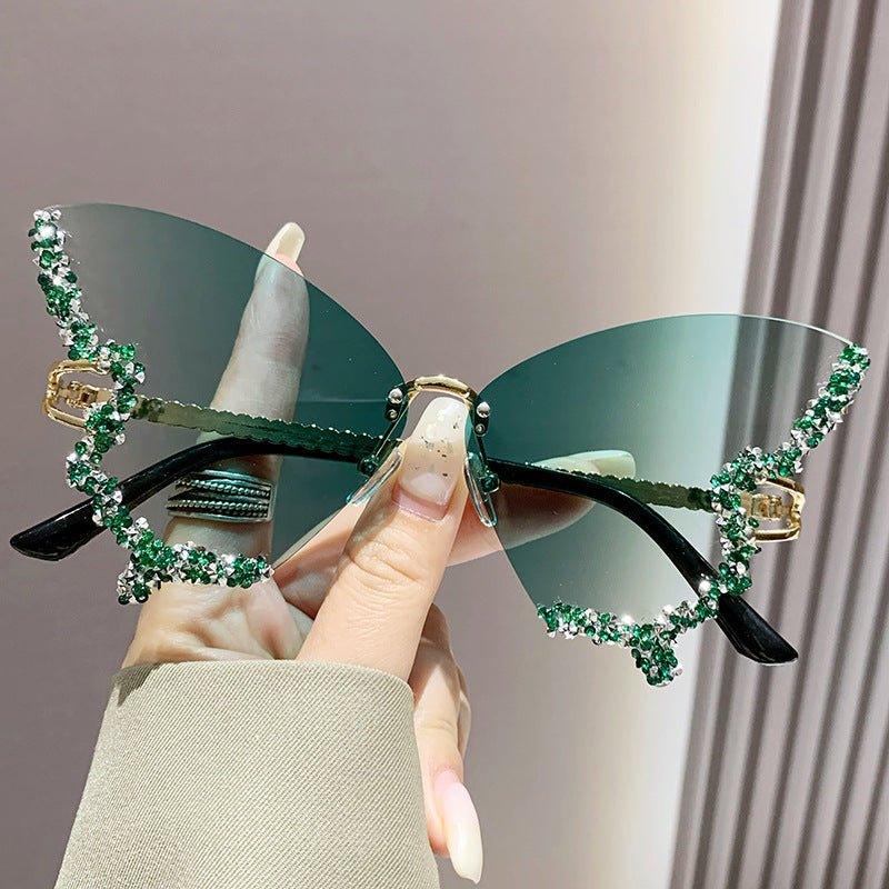 MAC116 Large Frame High-end Diamond-encrusted Butterfly Anti-UV Sunglasses - Image 14