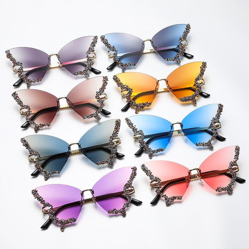 MAC116 Large Frame High-end Diamond-encrusted Butterfly Anti-UV Sunglasses - Image 2