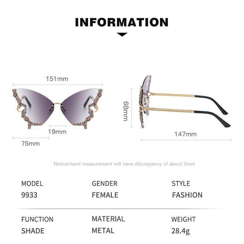 MAC116 Large Frame High-end Diamond-encrusted Butterfly Anti-UV Sunglasses - Image 4