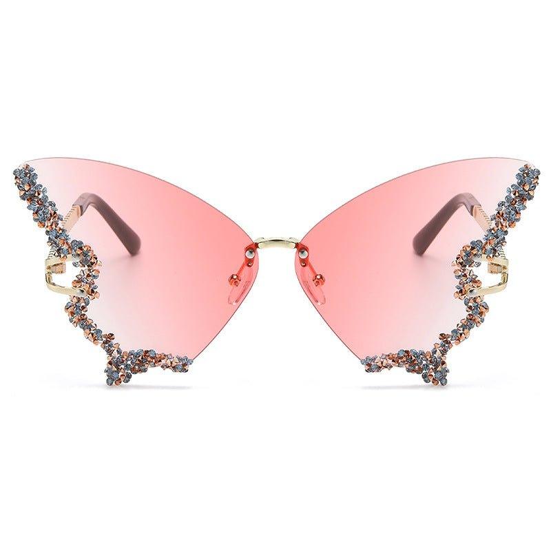 MAC116 Large Frame High-end Diamond-encrusted Butterfly Anti-UV Sunglasses - Image 5