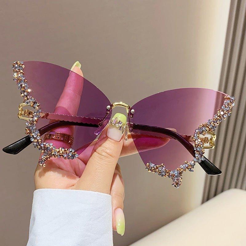 MAC116 Large Frame High-end Diamond-encrusted Butterfly Anti-UV Sunglasses - Image 6