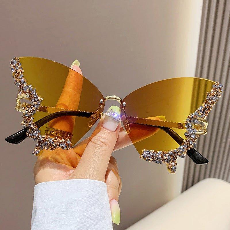 MAC116 Large Frame High-end Diamond-encrusted Butterfly Anti-UV Sunglasses - Image 7