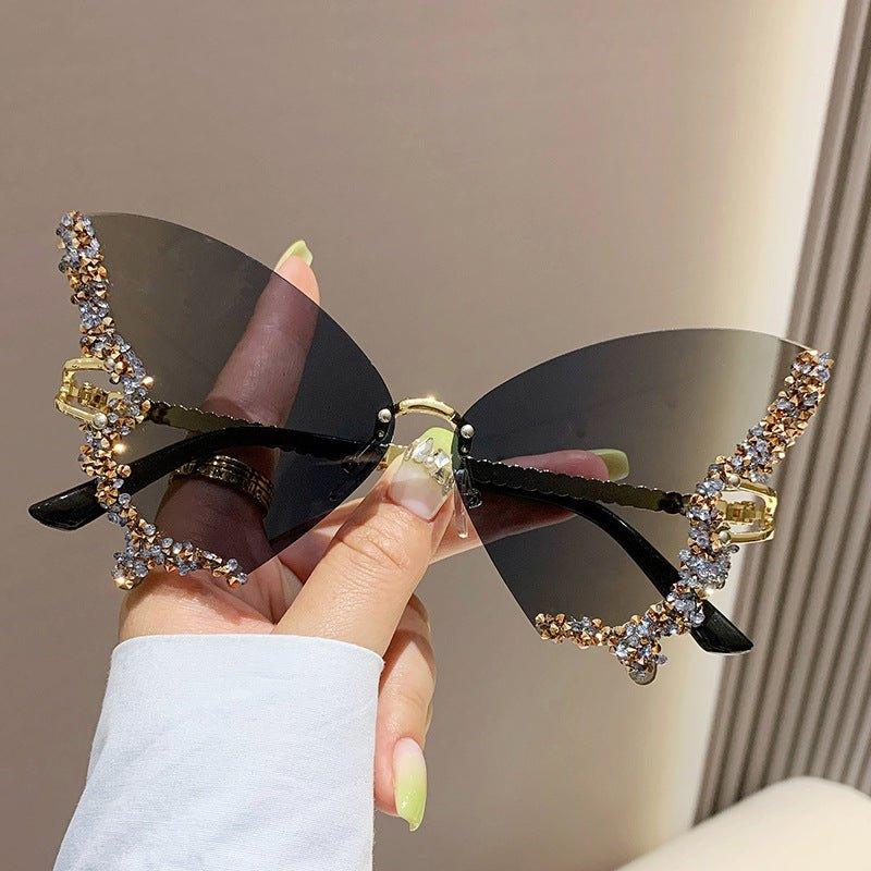 MAC116 Large Frame High-end Diamond-encrusted Butterfly Anti-UV Sunglasses - Image 8