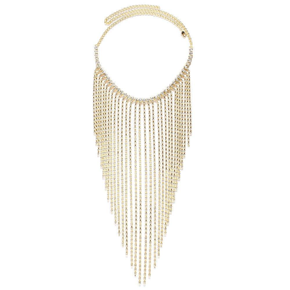 MAC117  Long Fringed Rhinestone Chain Veil Mask - Image 2