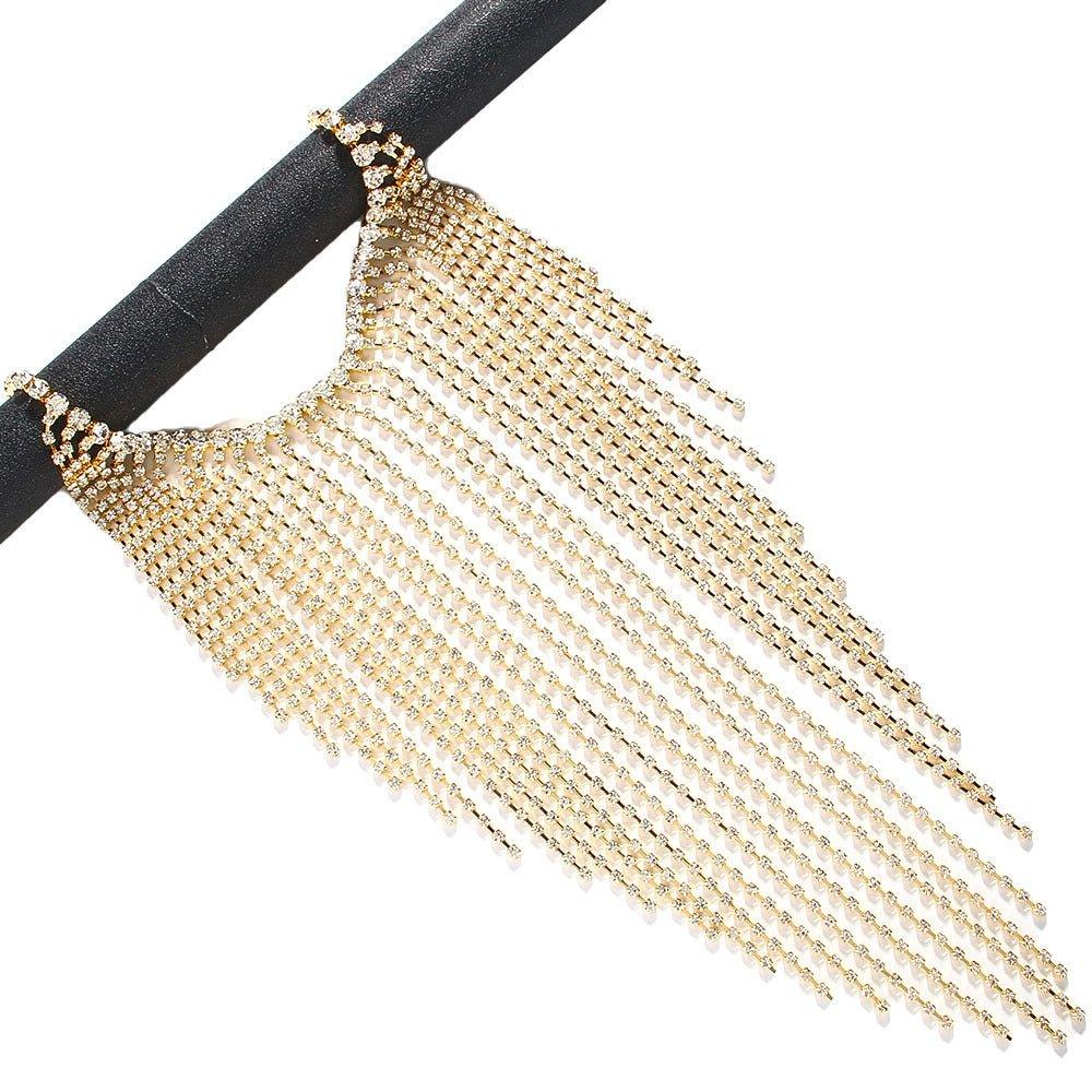 MAC117  Long Fringed Rhinestone Chain Veil Mask - Image 3