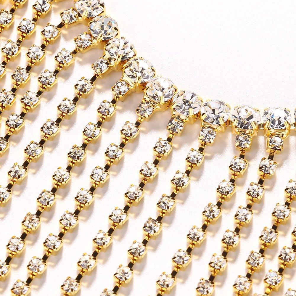 MAC117  Long Fringed Rhinestone Chain Veil Mask - Image 4