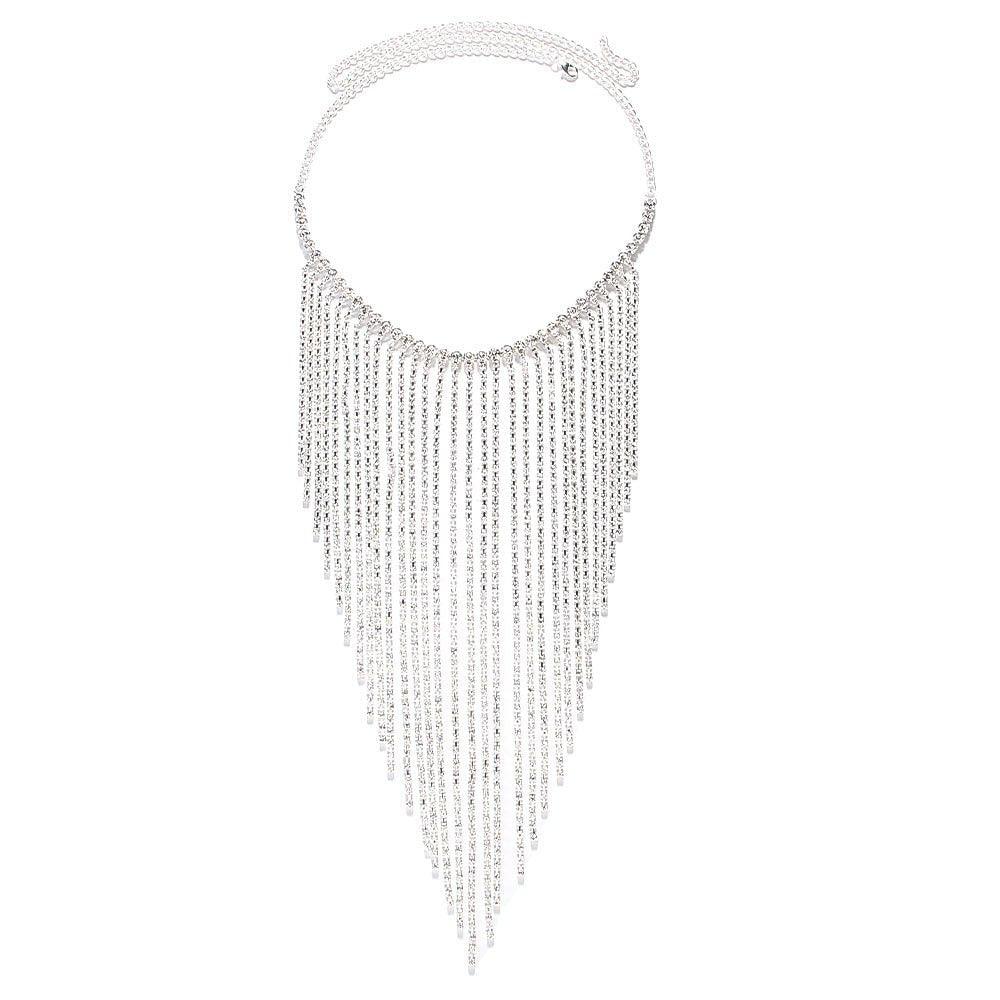 MAC117  Long Fringed Rhinestone Chain Veil Mask - Image 5