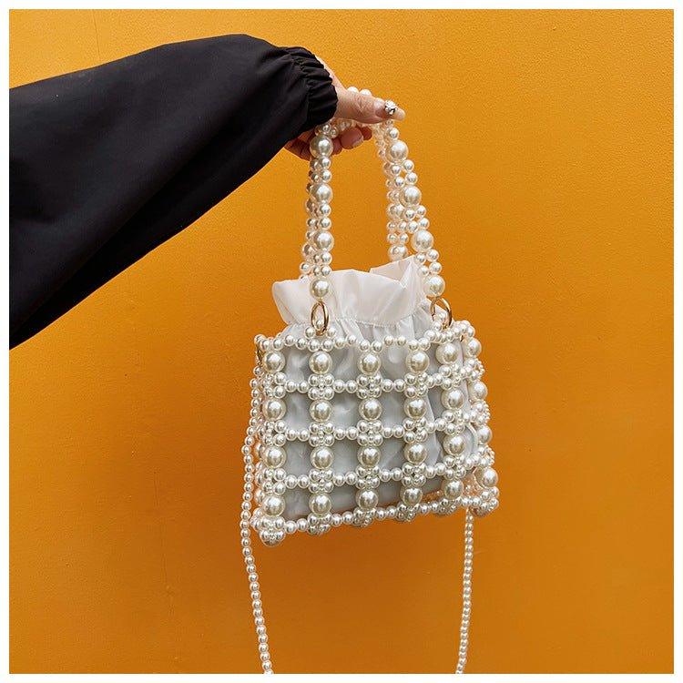 MAC125 Hollow Hand-woven Beaded Pearl Bag - Image 2