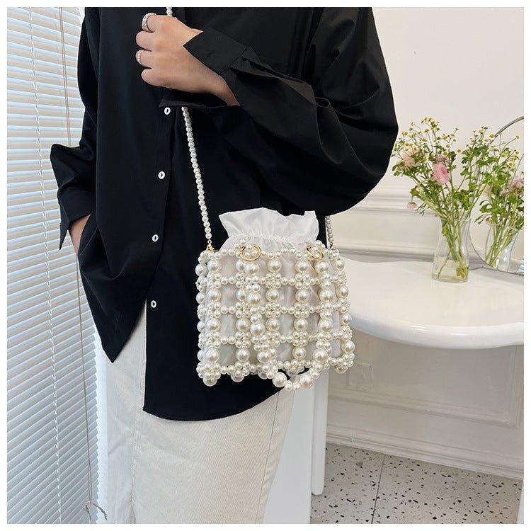 MAC125 Hollow Hand-woven Beaded Pearl Bag - Image 3