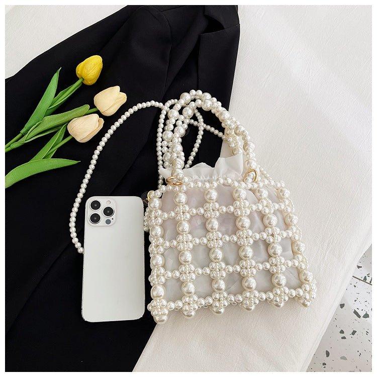 MAC125 Hollow Hand-woven Beaded Pearl Bag - Image 4