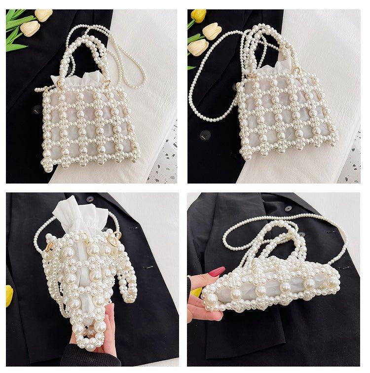MAC125 Hollow Hand-woven Beaded Pearl Bag - Image 6