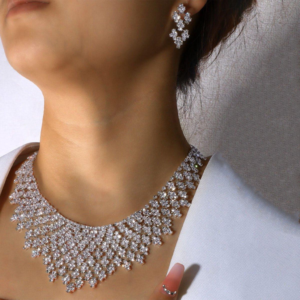 MAC128 Stylish Rhinestone Tassel Jewelry Set - Image 2