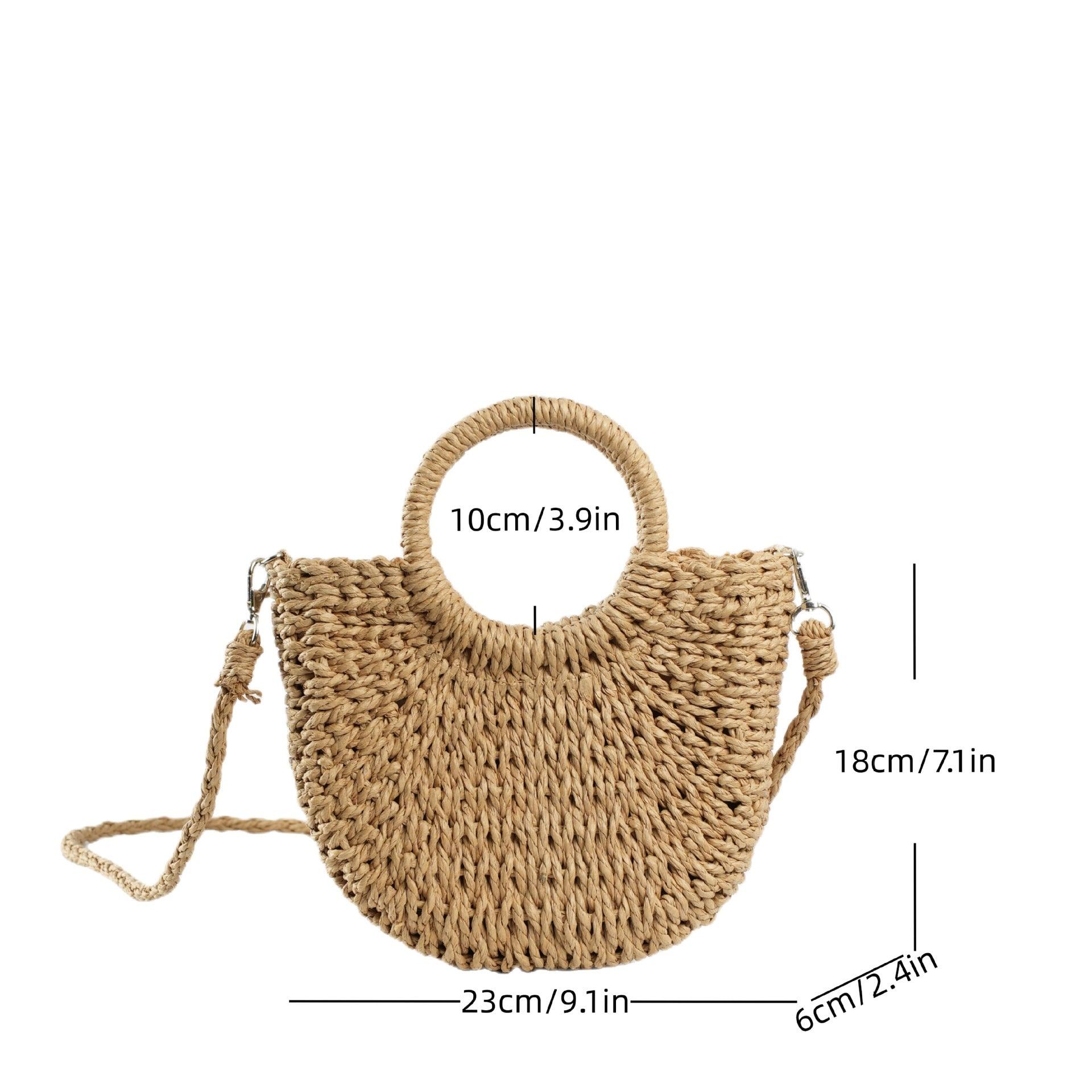 MAC129 Straw Double Hoop Crossbody Bag - Image 4