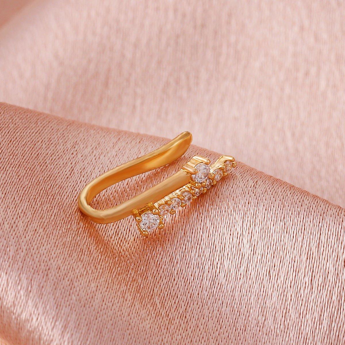 MAC134  Non-Puncture T-Shape Micropaved Zirconia Nose Ring - Image 2