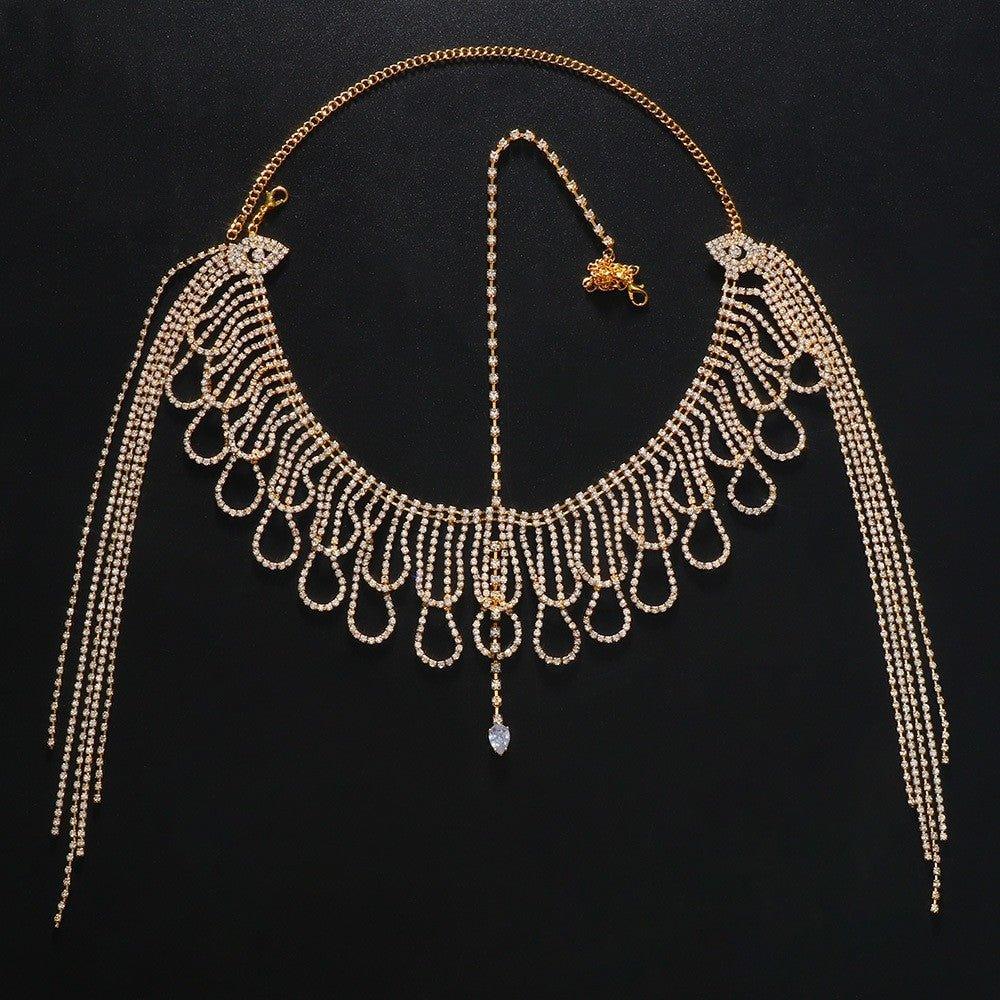 MAC155 Fashionable Rhinestone Ttassel Headwear Multi-layered Zircon Hair Chain - Image 4