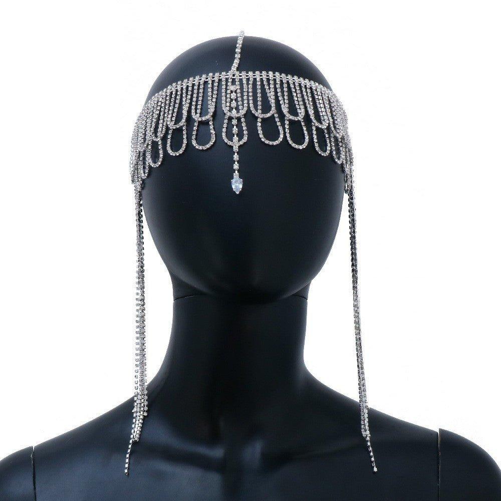 MAC155 Fashionable Rhinestone Ttassel Headwear Multi-layered Zircon Hair Chain - Image 5