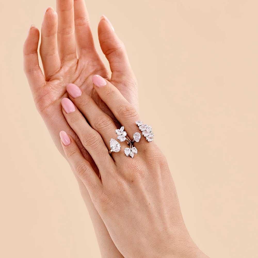 MAC157 Premium Zircon Stacked Flower Ring - Image 2