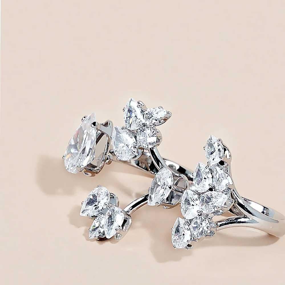 MAC157 Premium Zircon Stacked Flower Ring - Image 3