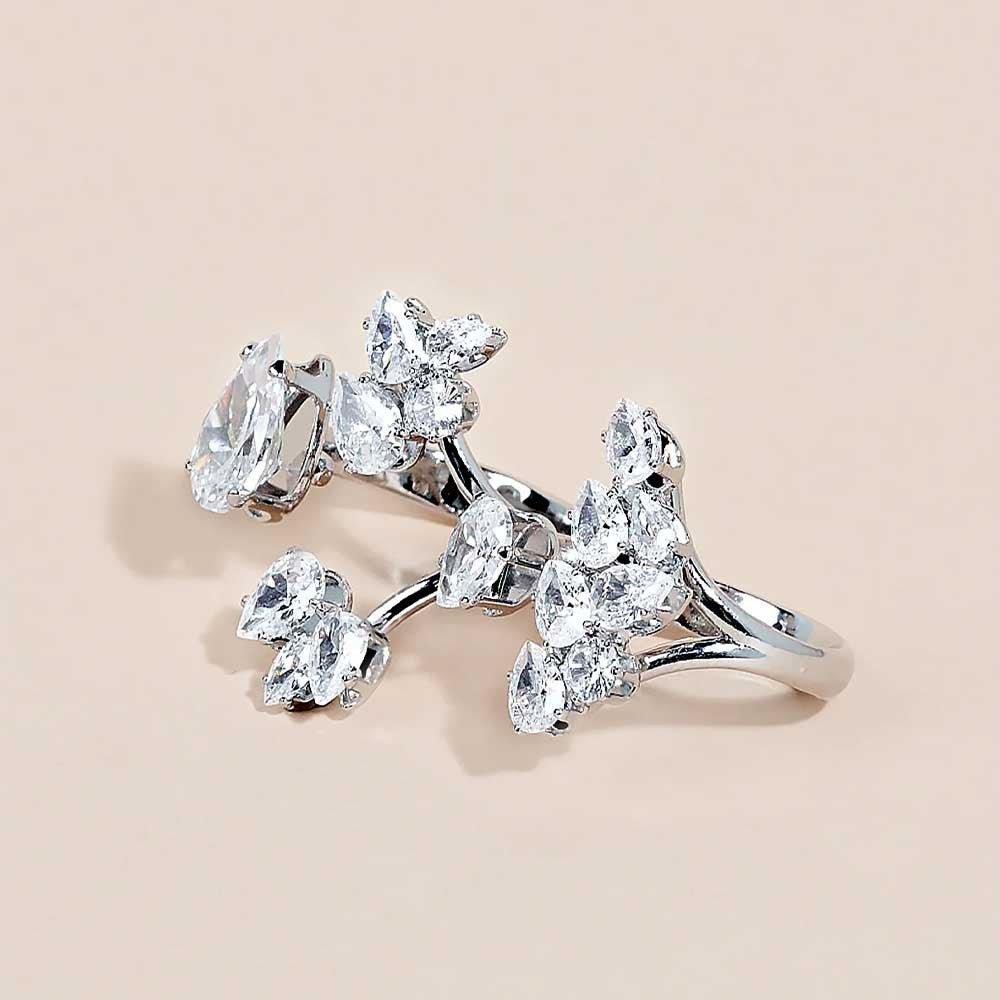 MAC157 Premium Zircon Stacked Flower Ring - Image 5