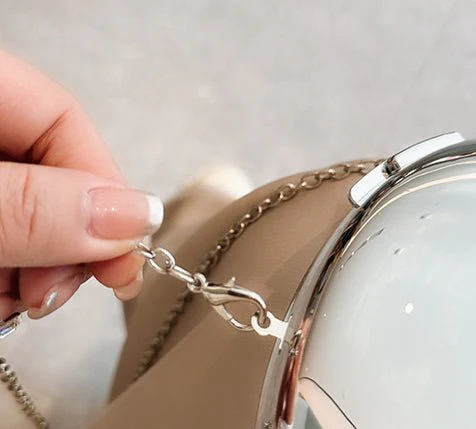 MAC160 Metal Acrylic Goose Egg Shoulder Crossbody Chain Cosmetic Bag - Image 11