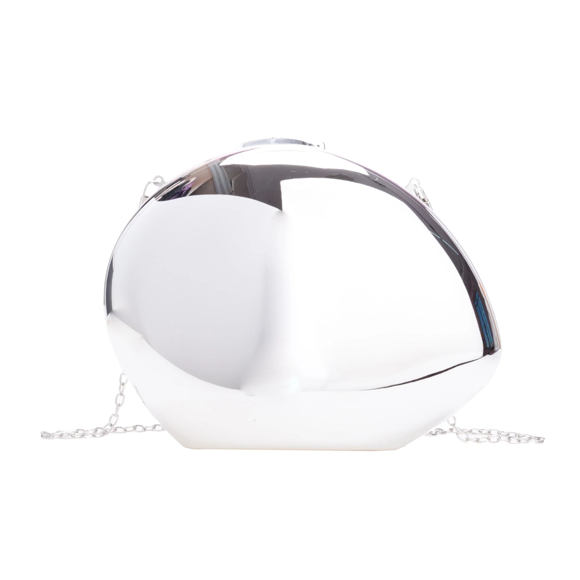 MAC160 Metal Acrylic Goose Egg Shoulder Crossbody Chain Cosmetic Bag - Image 4