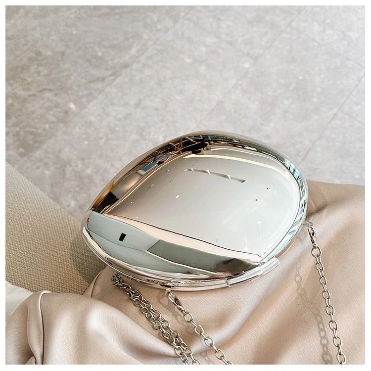 MAC160 Metal Acrylic Goose Egg Shoulder Crossbody Chain Cosmetic Bag - Image 9