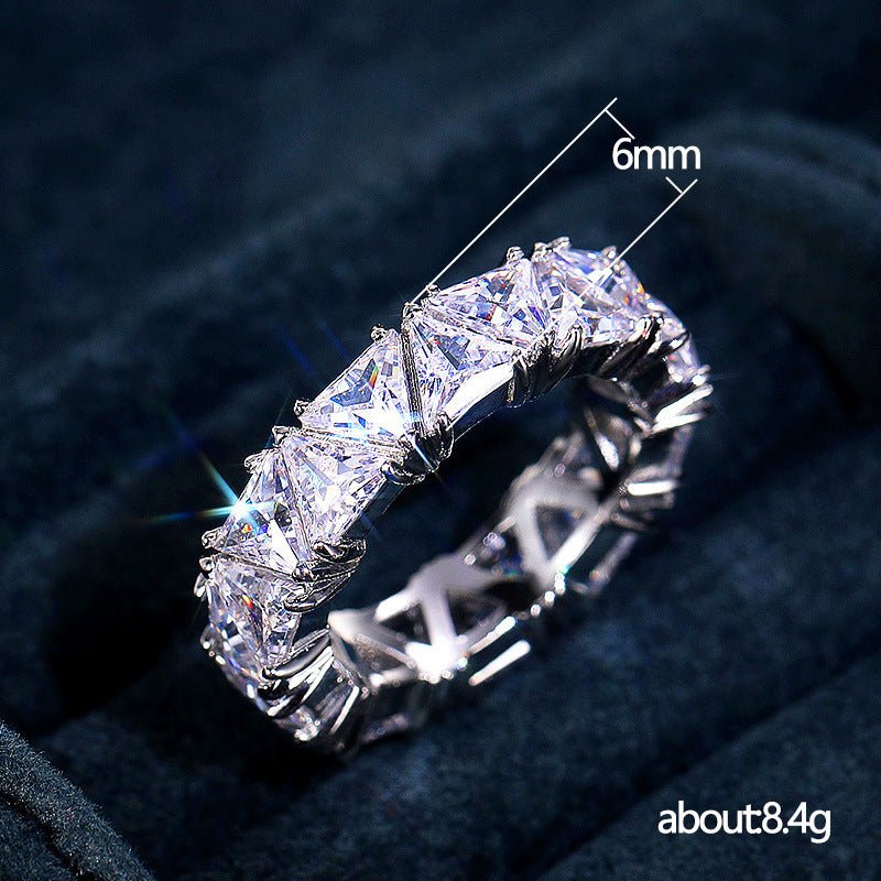 MAC161 Full-Circle Single-Row Triangular Zircon Ring - Image 2