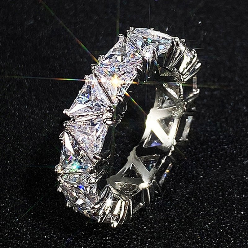 MAC161 Full-Circle Single-Row Triangular Zircon Ring - Image 4