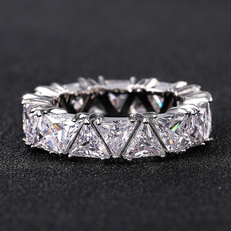 MAC161 Full-Circle Single-Row Triangular Zircon Ring - Image 5
