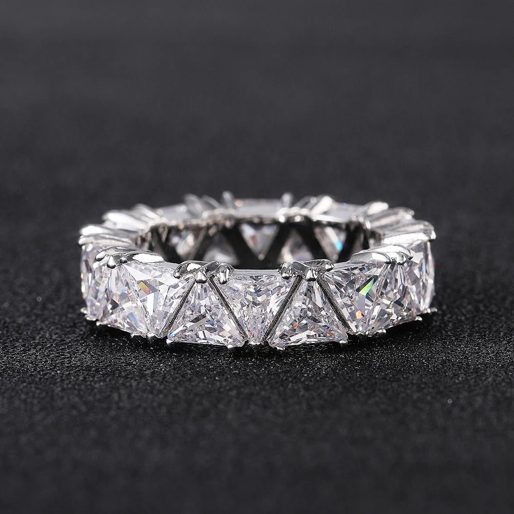MAC161 Full-Circle Single-Row Triangular Zircon Ring - Image 6