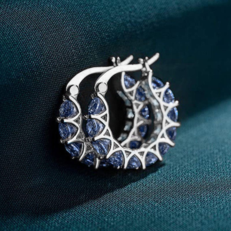 MAC163 Fully embellished zircon flower-shaped U-shaped earrings - Image 10