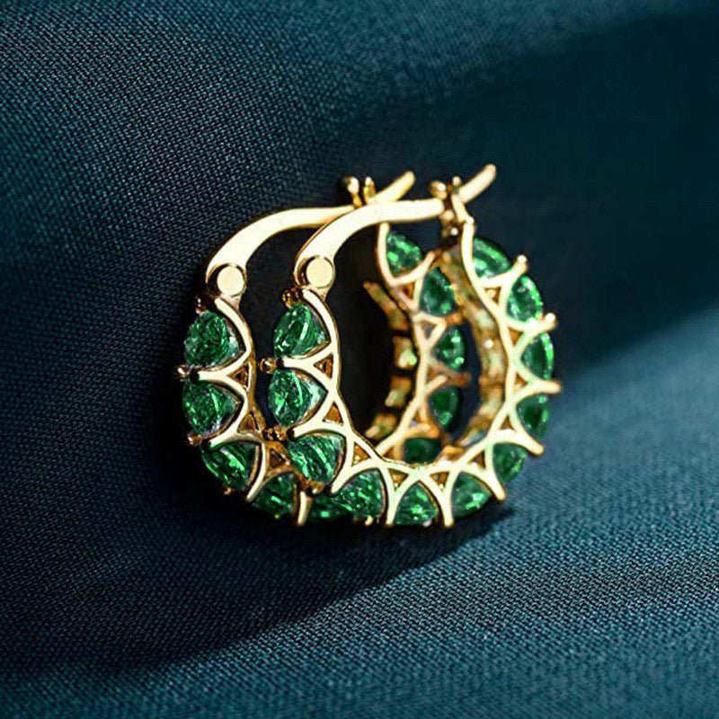 MAC163 Fully embellished zircon flower-shaped U-shaped earrings - Image 2