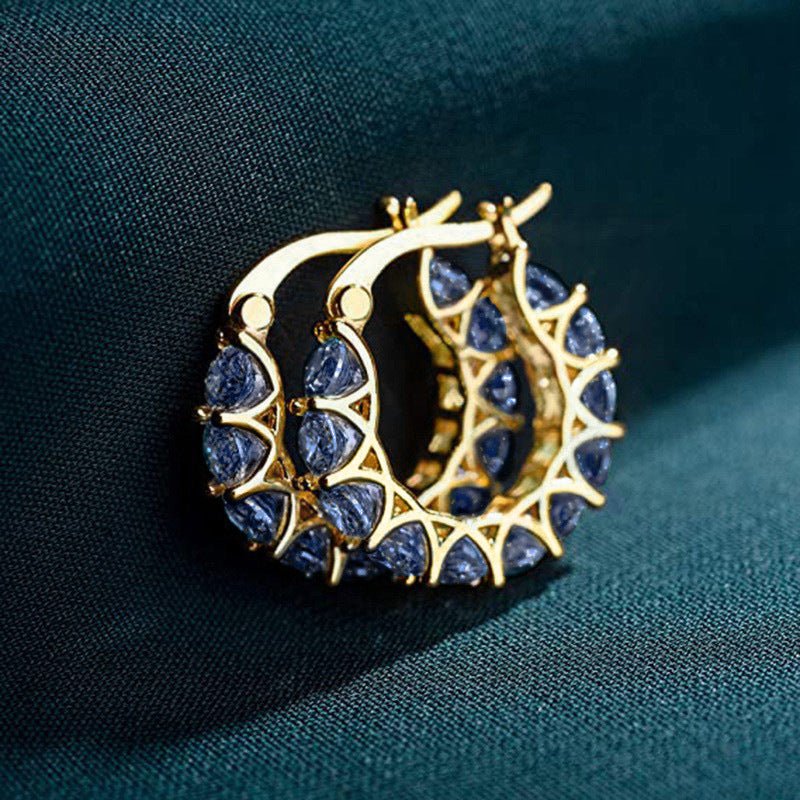 MAC163 Fully embellished zircon flower-shaped U-shaped earrings - Image 3