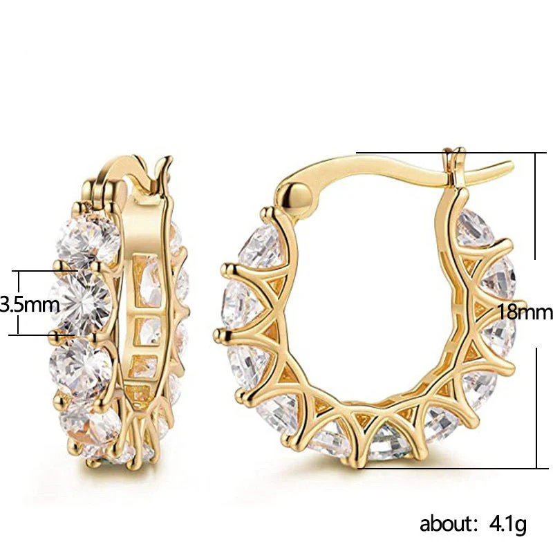 MAC163 Fully embellished zircon flower-shaped U-shaped earrings - Image 5