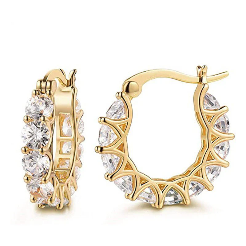 MAC163 Fully embellished zircon flower-shaped U-shaped earrings - Image 6