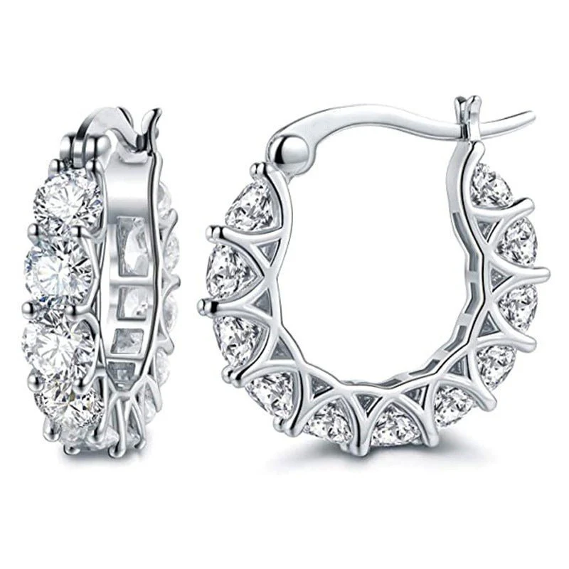 MAC163 Fully embellished zircon flower-shaped U-shaped earrings - Image 7