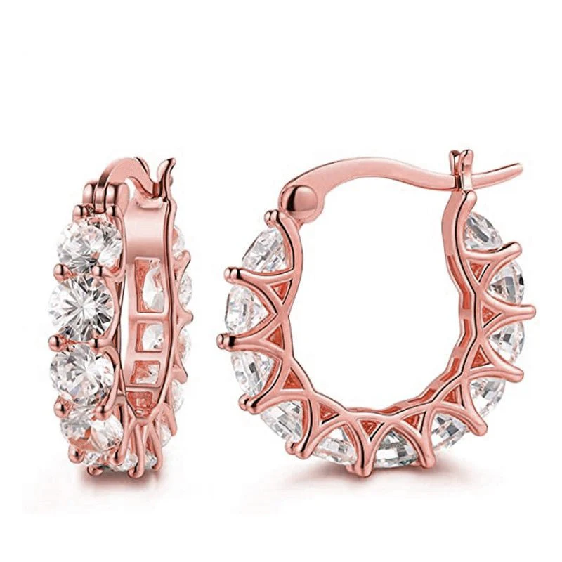 MAC163 Fully embellished zircon flower-shaped U-shaped earrings - Image 8