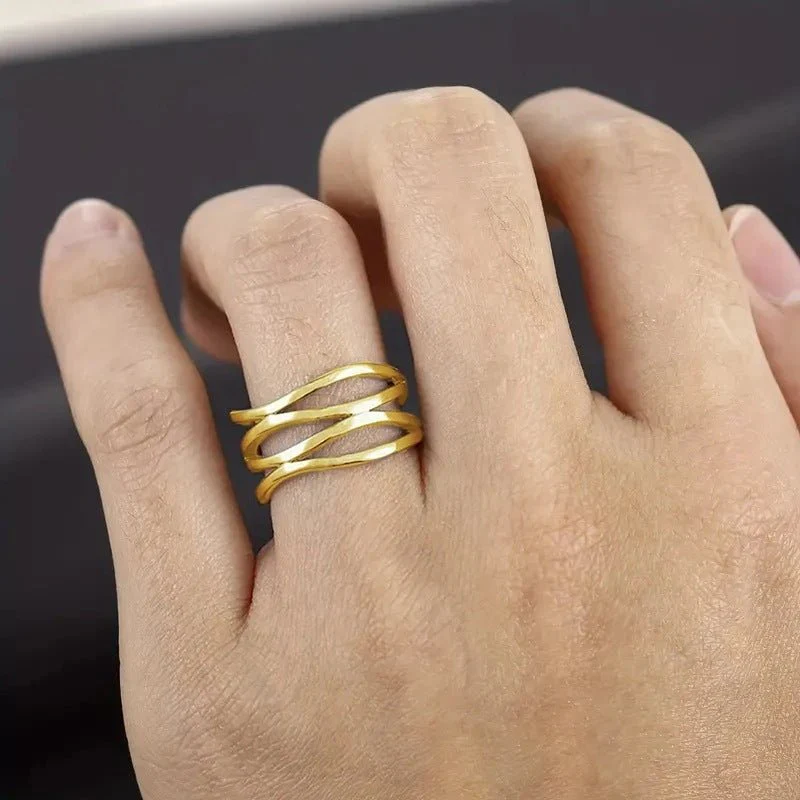 MAC166 Simple Geometric Lines Hollow Ring - Image 3