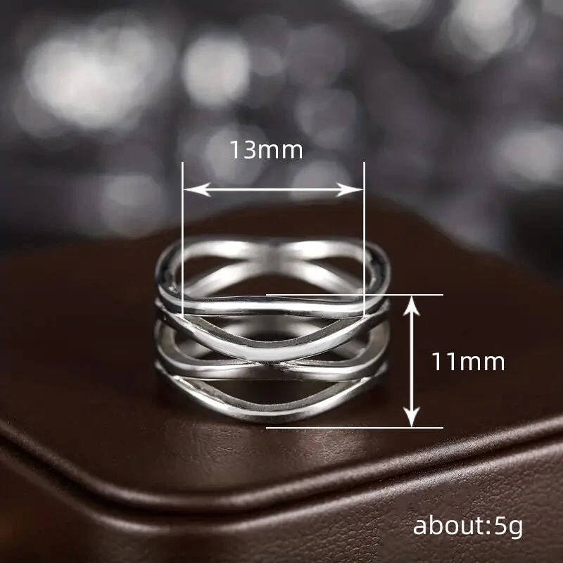 MAC166 Simple Geometric Lines Hollow Ring - Image 4