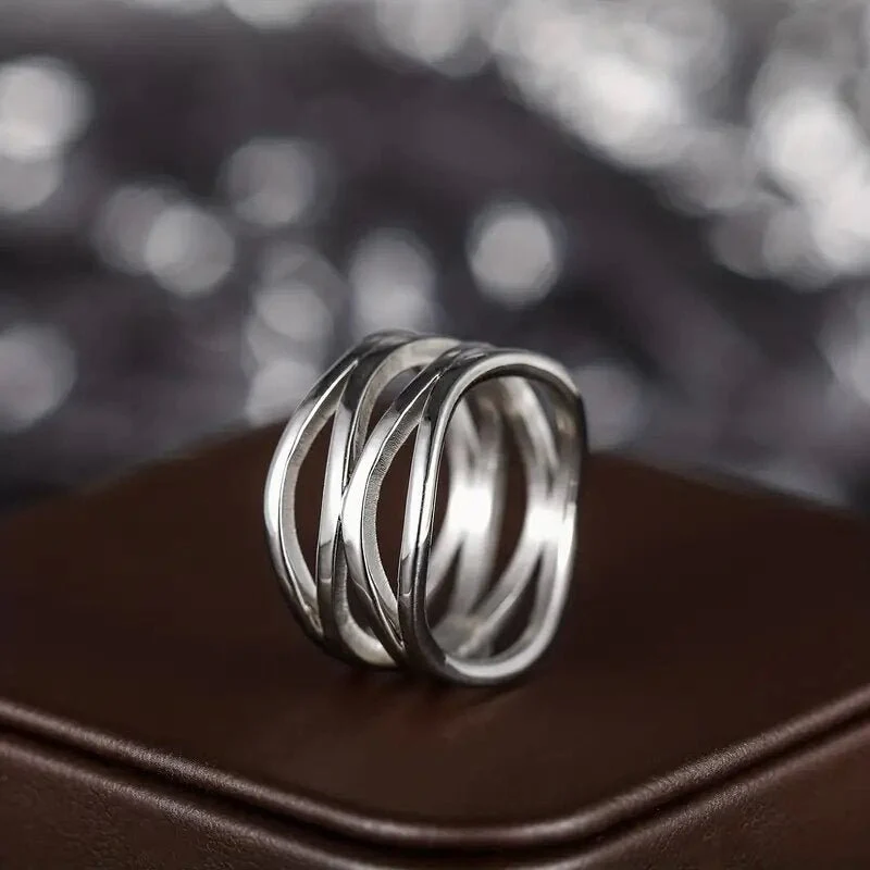 MAC166 Simple Geometric Lines Hollow Ring - Image 5